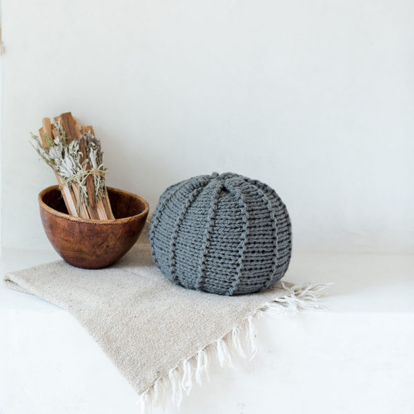 A Smoke Grey Knitted Pouf | The Crafter's Box